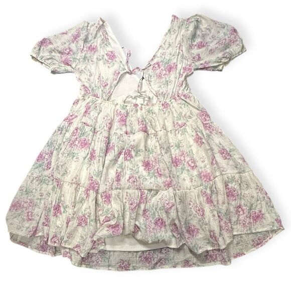 ALTAR’D STATE Women’s Libby Floral Puff Sleeve Tiered Mini Dress Size Small - Picture 2 of 4